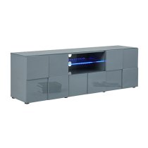 Aspen High Gloss TV Sideboard In Grey With LED Lights