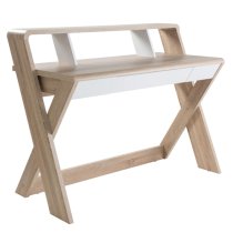 Aiken Wooden Laptop Desk With 1 Drawer In Light Oak And White