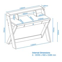 Aiken Wooden Laptop Desk With 1 Drawer In Light Oak And White