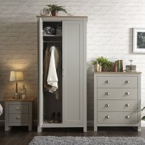 Loftus Trio Bedroom Furniture Set In Grey With Oak Top