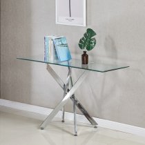 Daytona Clear Glass Console Table With Chrome Legs