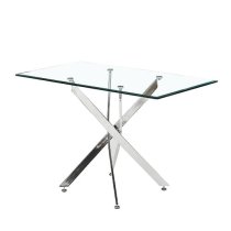 Daytona Small Clear Glass Dining Table With Chrome Legs