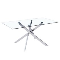 Daytona Large Clear Glass Dining Table With Chrome Legs