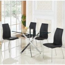 Opal Black Faux Leather Dining Chair With Chrome Legs In Pair