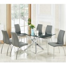 Opal Grey Faux Leather Dining Chair With Chrome Legs In Pair