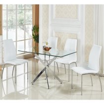 Opal White Faux Leather Dining Chair With Chrome Legs In Pair