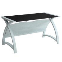 Cohen Curve Laptop Table In Black Glass Top And Grey Ash