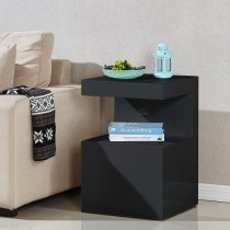 Voltaire Contemporary High Gloss Side Table In Black