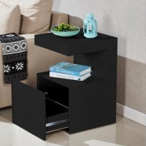 Voltaire Contemporary High Gloss Side Table In Black