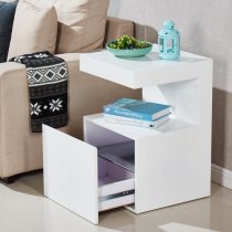 Voltaire Contemporary High Gloss Side Table In White