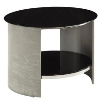 Cohen Glass Lamp Table Round In Black And Grey Ash