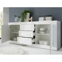 Taylor High Gloss Sideboard With 2 Doors And 3 Drawers In White