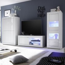 Taylor TV Stand In White High Gloss With 1 Door And LED