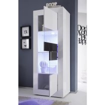 Taylor Display Cabinet In White High Gloss With 2 Doors And LED