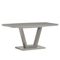 Samson Glass Dining Table In Grey High Gloss With 6 Chairs