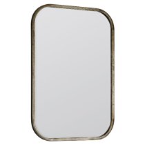 Malcolm Rectangular Wall Mirror In Distressed Champagne Frame