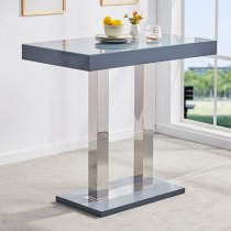 Caprice Grey High Gloss Bar Table With 4 Ripple Grey Stools