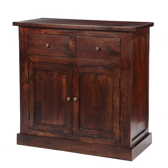 Tristo Wooden Compact Sideboard In Dark Mango With 2 Doors