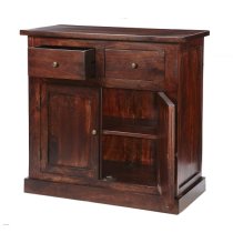 Tristo Wooden Compact Sideboard In Dark Mango With 2 Doors