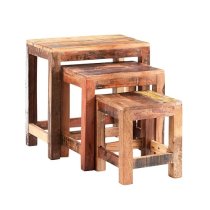 Coburg Wooden Nest Of 3 Tables In Reclaimed Wood