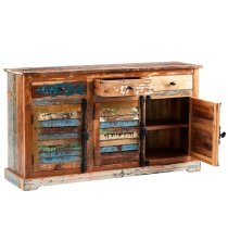 Coburg Wooden Sideboard In Reclaimed Wood With 3 Doors