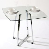 Melito Square Clear Glass Top Dining Table With Chrome Legs