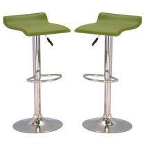 Belita Green PVC Bar Stools With Chrome Base In Pair