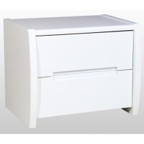 Tamsin High Gloss Bedside Cabinet With 2 Drawers In White