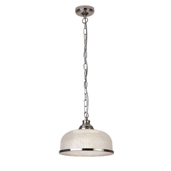 Bistro II Pendant Light In Satin Silver And Halophane Glass