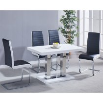 Coco High Gloss Dining Table In White With Chrome Supports