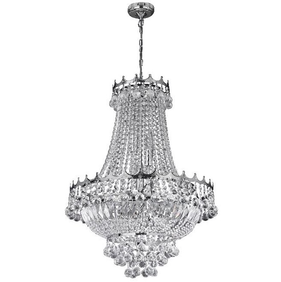 Versailles Chrome Nine Light Chandelier Trimmed With Crystal