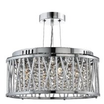 Elise Chrome Three Light Fitting With Crystal Button Drops