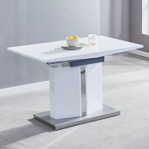 Belmonte Small High Gloss Extending Dining Table In White Grey