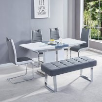 Belmonte Small High Gloss Extending Dining Table In White Grey