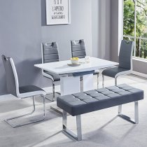 Belmonte Small High Gloss Extending Dining Table In White Grey