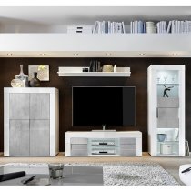 Santino TV Stand In White High Gloss And Grey With 2 Doors