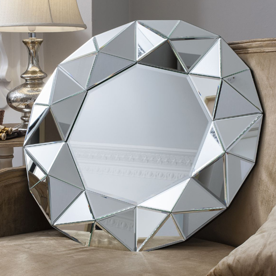 Westerly Bevelled Triangles Wall Mirror In Silver