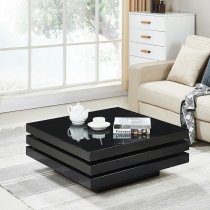 Triplo Gloss Square Rotating Coffee Table In Black