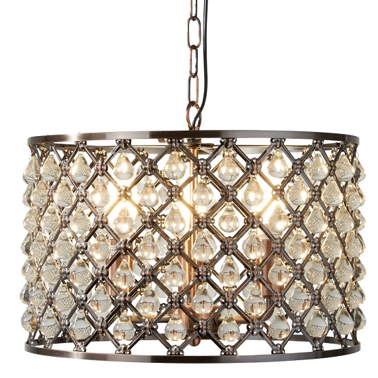 Marquise Antique Copper Celing Light In Drum Pendant Shape