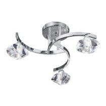 Sculptured Ice Chrome Three Celing Curved Semi Flush Light