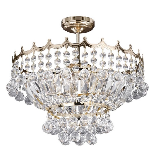 Versailles Gold Five Light Fitting Trimmed With Crystal