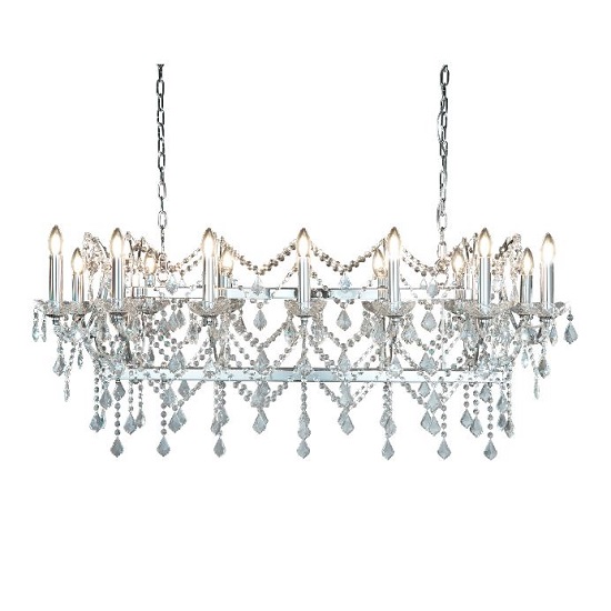 Beautiful Clear Crystal Light Pendant Bar In Chrome