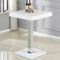 Topaz White High Gloss Bar Table With 4 Ripple Teal Stools