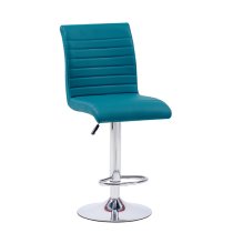 Topaz White High Gloss Bar Table With 4 Ripple Teal Stools