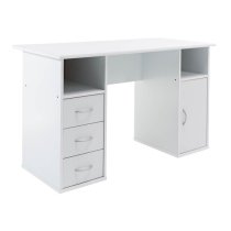 Tunisia Wooden Computer Table In White Effect With 3 Drawers