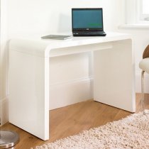 Hudson Rectangular High Gloss Computer Desk In White