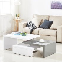 Design Rotating High Gloss Coffee Table In White And Grey