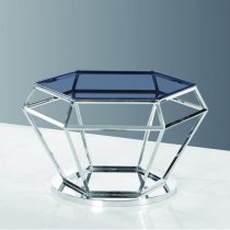 Albury Glass Coffee Table In Smoke With Polished Steel Frame