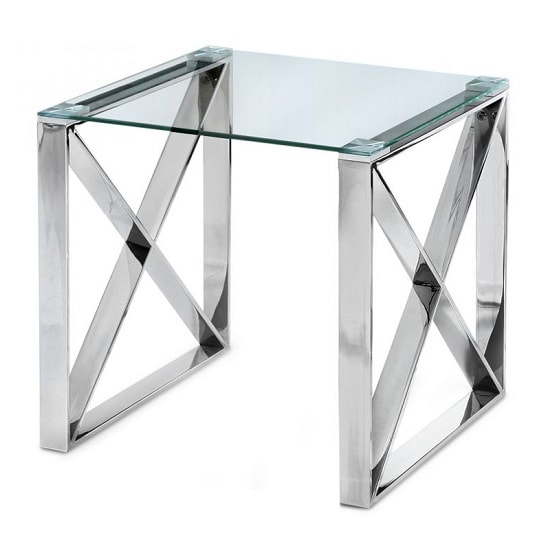 Margate Clear Glass Square Side Table With Chrome Frame