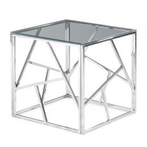 Keele Glass Side Table With Polished Stainless Steel Frame